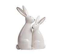 HAUCOZE 2pcs Conejo Figura Decorativa Animal Escultura Estatua Modern Regalo Interior Arte Cerámico Decoración del Hogar 19cm
