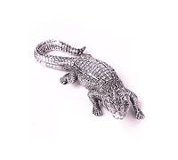 HAUCOZE Cocodrilo Figure Estatua Modern Escultura Decorativa Animal Regalo Interior Arte Resina Decoración del Hogar Plata 36cm