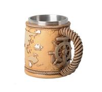 HAUCOZE Jarra de Cervez Alemana Personalizada Taza de Cervez con Acero Inoxidable Taza, Mapa del mundo Beer Stein Mug para Cumpleaños Regalo Hombre Padre 450ml