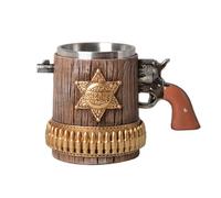 HAUCOZE Jarra de Cervez Alemana Personalizada Taza de Cervez con Acero Inoxidable Taza, Sheriff Beer Stein Mug para Cumpleaños Regalo Hombre Padre 450ml
