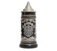 HAUCOZE Jarra de Cerveza Alemana Personalizada Vikinga Taza águila de estañ Beer Stein Mug con Tapa para Cumpleaños Regalo Hombre Padre Esposo 0.6Liter