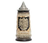 HAUCOZE Jarra de Cerveza Alemana Personalizada Vikinga Taza águila Imperial Beer Stein Mug con Tapa para Cumpleaños Regalo Hombre Padre Esposo 0.8 Liter