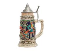 HAUCOZE Jarra de Cerveza Alemana Personalizada Vikinga Taza Caza de Zorros Beer Stein Mug con Tapa para Cumpleaños Regalo Hombre Padre Esposo 0.6 Liter