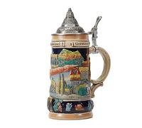 HAUCOZE Jarra de Cerveza Alemana Personalizada Vikinga Taza Panorama de Berlin Beer Stein Mug con Tapa para Cumpleaños Regalo Hombre Padre Esposo 0.6 Liter