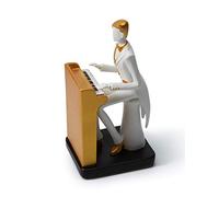 HAUCOZE Musico Decorativa Figura Piano Escultura Regalo Modern Estatua Interior Salon Arte Resina Decoración del Hogar 22cm
