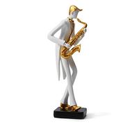 HAUCOZE Musico Decorativa Figura Piano Escultura Regalo Modern Estatua Saxofón Figure Interior Salon Arte Resina Decoración del Hogar 22cm