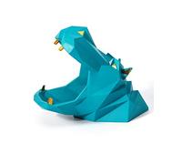 HAUCOZE Plato de Caramelos Dulces Tarro de Galletas Hippo Figura Decorativa Modern Escultura Arte Animal Regalo Interior Estatua Resina Azul 20cm