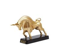 HAUCOZE Toro Figura Escultura Animal Decorativa Estatua Modern Regalo Interior Arte Resina Decoración del Hogar Oro 21cm