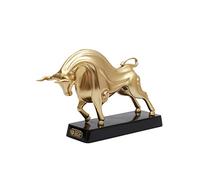 HAUCOZE Toro Figura Escultura Animal Decorativa Estatua Modern Regalo Interior Arte Resina Decoración del Hogar Oro 31cm