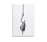 HAUEBDANSEY Póster estético vintage con cabeza de pez en un gancho, lienzo decorativo para sala de estar, dormitorio, decoración de habitación, 50 x 75 cm, estilo sin marco