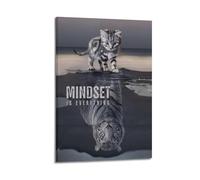HAUEYQWUEGG Mindset Is Everything - Póster de pared con diseño vintage para sala de estar, dormitorio, 20 x 30 cm, estilo marco
