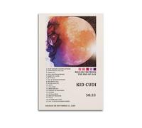 HAUEYQWUEGG Póster de Kid Cudi Album Man On The Moon The End of Day Tracklist Póster impreso para pared, lienzo vintage para sala de estar, dormitorio, 40 x 60 cm, estilo sin marco