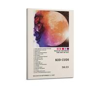 HAUEYQWUEGG Póster de Kid Cudi Album Man On The Moon The End of Day Tracklist Póster impreso para pared, lienzo vintage para sala de estar, dormitorio, 30 x 45 cm, estilo marco