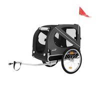Hauki Remolque 2 en 1 de Bicicleta y Cochecito para Perros, Plegable, Negro-Gris 130x72x90 cm Capacidad de Carga hasta 40 kg, Transporte con Reflectores,Correa y Bandera Carro de Exterior para Mascota