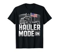 Hauler Mode ON Patriotic Trucker Big Rig Diseño de bandera de Estados Unidos Camiseta