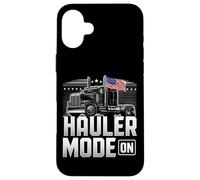 Hauler Mode ON Patriotic Trucker Big Rig Diseño de bandera de Estados Unidos Carcasa para iPhone 16 Plus