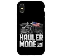 Hauler Mode ON Patriotic Trucker Big Rig Diseño de bandera de Estados Unidos Carcasa para iPhone X/XS