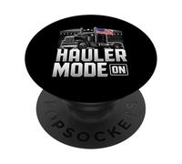 Hauler Mode ON Patriotic Trucker Big Rig Diseño de bandera de Estados Unidos PopSockets PopGrip Adhesivo