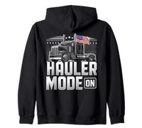 Hauler Mode ON Patriotic Trucker Big Rig Diseño de bandera de Estados Unidos Sudadera con Capucha