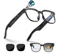 Haulvean AI Smart Glasses, gafas con cámara de 800 W, 2 pares de lentes, vídeo HD 1080P y grabación de audio con estabilización de imagen, transmisión de imagen WiFi, llamadas Bluetooth, asistente AI