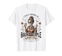 Haunt Otros Moño Desordenado Esqueleto Café Sarcasmo Camiseta gráfica económica, Hombre, Blanco, S