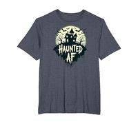 Haunted AF: Noche de Terror de Halloween Espeluznante Manor Camiseta, Hombre Tallas Grandes, Azul Jaspeado, 5X Alto