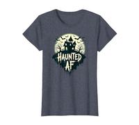 Haunted AF: Noche de Terror de Halloween Espeluznante Manor Camiseta, Mujer, Azul Jaspeado, 3XL