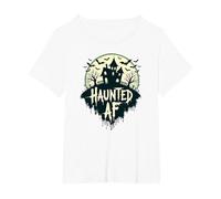 Haunted AF: Noche de Terror de Halloween Espeluznante Manor Camiseta, Mujer Tallas Grandes, Blanco, 2XL Grande