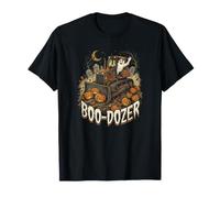 Haunted Boo Bulldozer Bulldozer Calabaza Gráfico de Halloween Camiseta