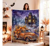 Haunted House and Pumpkins Truck - Manta de Halloween de 40 x 50 pulgadas