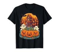 Haunted House Ghost Pumpkin Halloween Jack O Lantern Murciélagos Camiseta