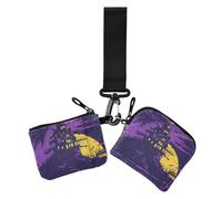 Haunted House on Haunted Hill - Carteras moradas para mujer, tarjeteros, mini funda para tarjetas de crédito con llavero para uso diario, 2 unidades