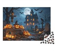 Haunted House Puzzle 1000 Piezas Material Reciclable Spooky Halloween Adulto Jigsaws Family Tiempo de Juego Accesorios Interesting Family Juego for Home 38x26cm/1000pcs