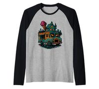Haunted Ice Cream Truck House Cementerio Escena Camiseta Manga Raglan