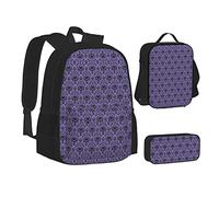 Haunted Mansion - Mochila de 3 piezas para viaje, trabajo, escuela, estuche para lápices, bolsa de almuerzo, combo moderno y duradero, negro, uno, color, 5.0cm*10.5cm*20.5cm, Estuche para lápices