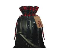 Haunted Mansions - 1 bolsa de Navidad con cordón de 8.3 x 11.8 pulgadas, bolsa robusta para regalos y artículos esenciales de uso diario