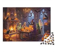 Haunted Tea Party 1000 Piezas Puzzle Reciclable Paper Halloween Senior Puzzles Juego de Fiesta Props Excelente Idea de Regalo para Mujeres and Men Both 38x26cm/1000pcs