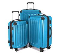 HAUPTSTADTKOFFER Alex Set de 3 Maletas - Maleta de Cabina 55 cm, Maleta Mediana 65 cm y Maleta Grande 75 cm, Carcasa Rígida ABS+PC, Cerradura de Combinación, Azul Cian