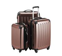 HAUPTSTADTKOFFER Alex Set de 3 Maletas - Maleta de Cabina 55 cm, Maleta Mediana 65 cm y Maleta Grande 75 cm, Carcasa Rígida ABS+PC, Cerradura de Combinación, Marrón