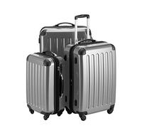 HAUPTSTADTKOFFER Alex Set de 3 Maletas - Maleta de Cabina 55 cm, Maleta Mediana 65 cm y Maleta Grande 75 cm, Carcasa Rígida ABS+PC, Cerradura de Combinación, Argento