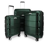 Hauptstadtkoffer - Britz - Handgepäck mit Laptop-Fach, Rollkoffer Reisekoffer Erweiterbar, TSA, 4 Rollen, Verde Oscuro, Koffer-Set, Juego de Equipaje