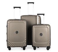 HAUPTSTADTKOFFER Kotti - Juego de 3 Maletas - Maleta de Mano 45 cm, Maleta Mediana 65 cm + Maleta de Viaje Grande 74 cm, Carcasa rígida de PP (Reciclado), TSA, Champán