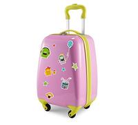 Hauptstadtkoffer - Maleta rígida para niños (ABS/PC, Rosa + Pegatina para Monster, S, Equipaje para niños
