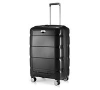 Hauptstadtkoffer - Maletín rígido con compartimento para ordenador portátil, maletín con ruedas, maletín de viaje, extensible, TSA, 4 ruedas, Negro , Mittelgroßer Koffer, Maletín con ruedas para portátil
