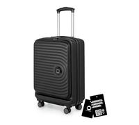 HAUPTSTADTKOFFER Mitte - Equipaje de Mano + Etiqueta Digital para Equipaje, Trolley de Negocios con Compartimento para Ordenador portátil, Equipaje de Cabina 55 cm, 42 litros, Negro
