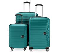 HAUPTSTADTKOFFER - MITTE - Juego de 3 Maletas - Equipaje de Cabina con Ruedas de 55 cm, Trolley de tamaño Mediano de 68 cm + Maleta Grande de 77 cm, ABS, Combinación TSA, Turquesa