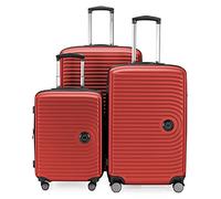 HAUPTSTADTKOFFER Mitte - Juego de 3 Maletas - Maleta de Mano 55 cm, Maleta Mediana 68 cm + Maleta de Viaje Grande 77 cm, Carcasa Rígida ABS, TSA, Rojo