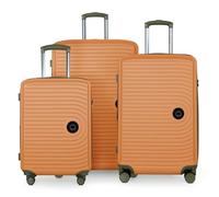 HAUPTSTADTKOFFER - MITTE - Juego de 3 Maletas - Equipaje de Cabina con Ruedas de 55 cm, Trolley de tamaño Mediano de 68 cm + Maleta Grande de 77 cm, ABS, Combinación TSA, Albaricoque