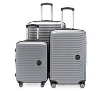 HAUPTSTADTKOFFER Mitte - Juego de 3 Maletas - Maleta de Mano 55 cm, Maleta Mediana 68 cm + Maleta de Viaje Grande 77 cm, Carcasa Rígida ABS, TSA, Plata Mate