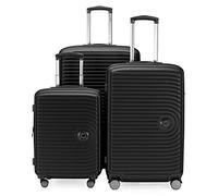 HAUPTSTADTKOFFER Mitte - Juego de 3 Maletas - Maleta de Mano 55 cm, Maleta Mediana 68 cm + Maleta de Viaje Grande 77 cm, Carcasa Rígida ABS, TSA, Negro